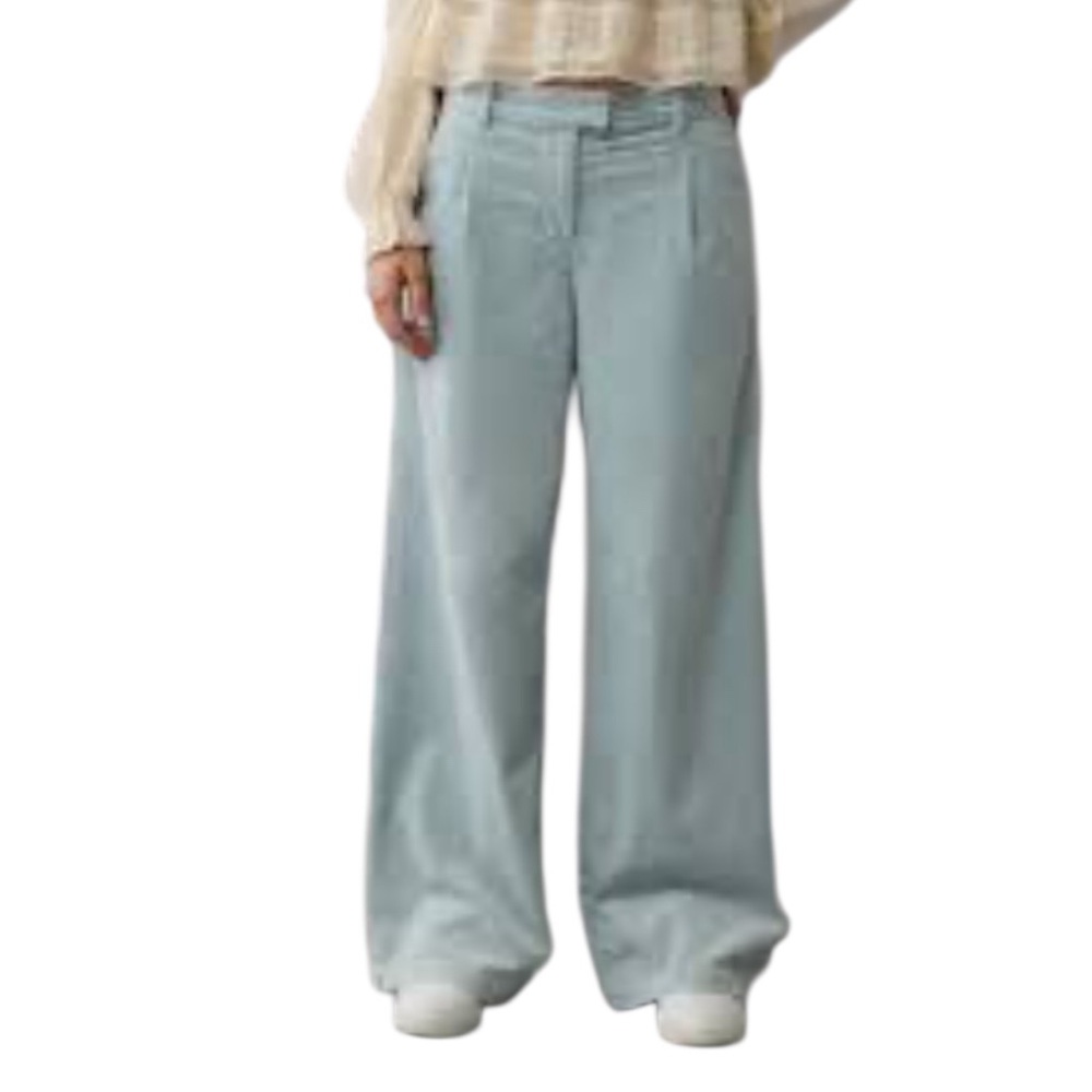 NWT American Eagle ($74.95) LightBlue HighRise Wide Leg Stretch Corduroy Trouser